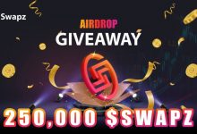 Swapz Airdrop大赛的奖池价值为250美元的SWAPZ代币(约10美元)-coinowo