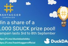 DuckDAO x Hashtagger Airdrop的奖金池价值8000美元DUCK代币(约2500美元),用于前1000名参与者。-coinowo