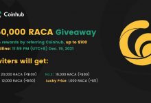 数字资产管理钱包Coinhub将向参与完成任务的幸运儿空投250,000 RACA代币-coinowo